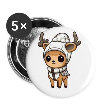 Reh Geweih Winter Tier Baby Comic - Buttons groß 56 mm (5er Pack) - Weiß - Vorne