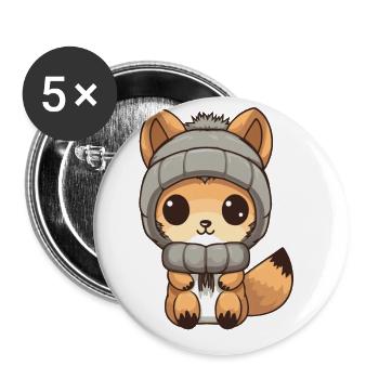 Écureuil hiver Animal bébé bande dessinée - Lot de 5 grands badges (56 mm) - blanc - Devant