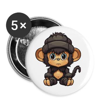 Monkey Winter Animal Baby Comic - Buttons large 2.2''/56 mm (5-pack) - white - Front