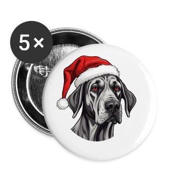 Great Dane Dog Christmas Portrait Xmas - Buttons large 2.2''/56 mm (5-pack) - white - Front