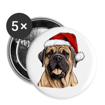 Boerboel Hund Weihnachten Porträt Xmas - Buttons groß 56 mm (5er Pack) - Weiß - Vorne