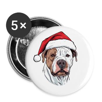 Dogue Argentino chien Noël Portrait Noël - Lot de 5 grands badges (56 mm) - blanc - Devant