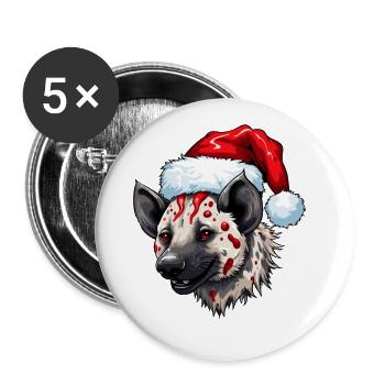 Hyène Noël Animal Portrait Noël - Lot de 5 grands badges (56 mm) - blanc - Devant