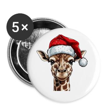 Girafe Noël Animal Portrait Noël - Lot de 5 grands badges (56 mm) - blanc - Devant