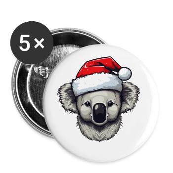 Koala Noël Animal Portrait Noël - Lot de 5 grands badges (56 mm) - blanc - Devant
