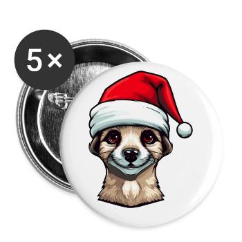 Suricate Noël Animal Portrait Noël - Lot de 5 grands badges (56 mm) - blanc - Devant