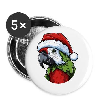 Perroquet Noël Animal Portrait Noël - Lot de 5 grands badges (56 mm) - blanc - Devant
