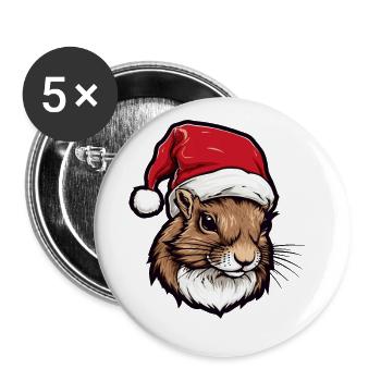 Écureuil Noël Animal Portrait Noël - Lot de 5 grands badges (56 mm) - blanc - Devant