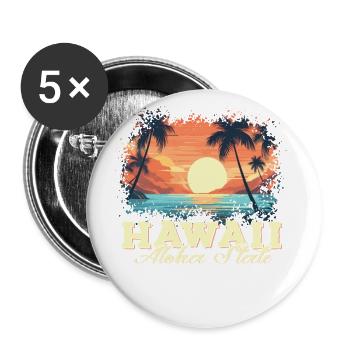 70's 80's Hawaiian Island Palm Beach - Great - Buttons large 2.2''/56 mm (5-pack) - white - Front