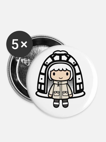 Winter Eskimo Iglu Niedlich - Buttons groß 56 mm (5er Pack) - Weiß