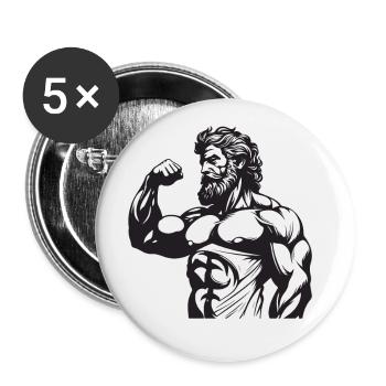 Bodybuilders Muscles Fitness - Lot de 5 grands badges (56 mm) - blanc - Devant