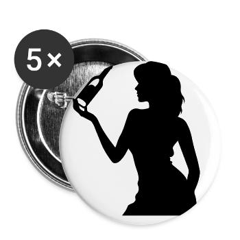 Party Woman Drunk Célébrant La Bouteille - Lot de 5 grands badges (56 mm) - blanc - Devant