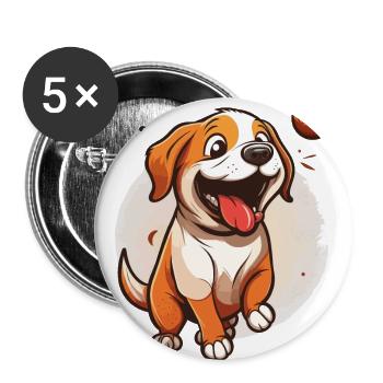 Le chiot espiègle - Lot de 5 grands badges (56 mm) - blanc - Devant