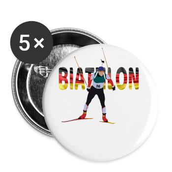 Winter Sports Biathlon with German Flag - Buttons large 2.2''/56 mm (5-pack) - white - Front