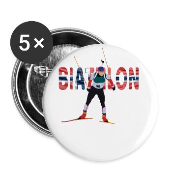 Winter sports biathlon with Norwegian flag - Buttons large 2.2''/56 mm (5-pack) - white - Front
