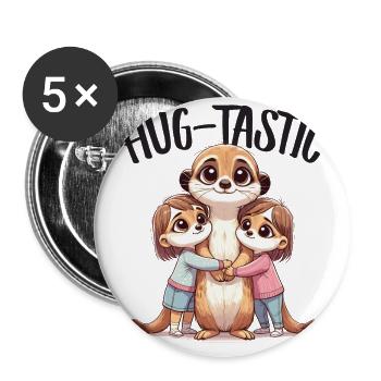 Hug-Tastic Erdmännchen Mama Kinder Familie Liebe - Buttons groß 56 mm (5er Pack) - Weiß - Vorne