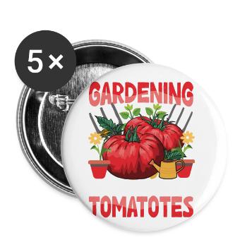 Love Gardening From My Head Tomatoes - Buttons groß 56 mm (5er Pack) - Weiß - Vorne