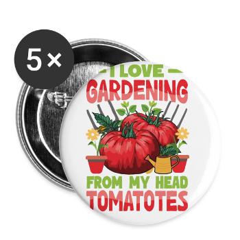 Love Gardening From My Head Tomatoes - Buttons groß 56 mm (5er Pack) - Weiß - Vorne