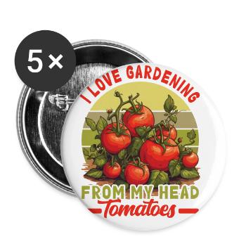 Love Gardening From My Head Tomatoes - Buttons groß 56 mm (5er Pack) - Weiß - Vorne