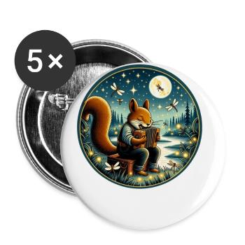 Écureuil Accordéon Nature Nuit - Lot de 5 grands badges (56 mm) - blanc - Devant