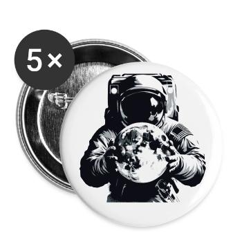 Astronaut holds moon in his hands Spaceman - Buttons large 2.2''/56 mm (5-pack) - white - Front