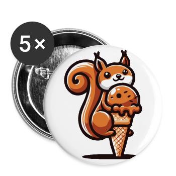 Eichhörnchen liebt Eis - Buttons groß 56 mm (5er Pack) - Weiß - Vorne