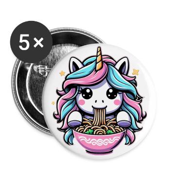 Magical Unicorn Enjoying Ramen: Cute and Whimsical - Buttons large 2.2''/56 mm (5-pack) - white - Front
