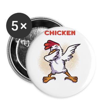 Poulet frais Big Hen - Lot de 5 grands badges (56 mm) - blanc - Devant