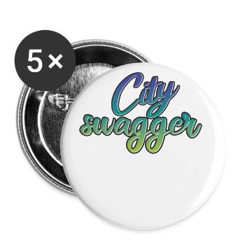 City Swagger design - Buttons large 2.2''/56 mm (5-pack) - white - Front