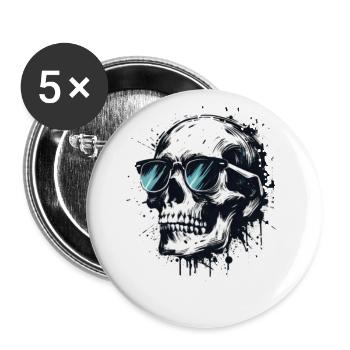 Colorful skull with sunglasses skull with sunglasses - Buttons large 2.2''/56 mm (5-pack) - white - Front