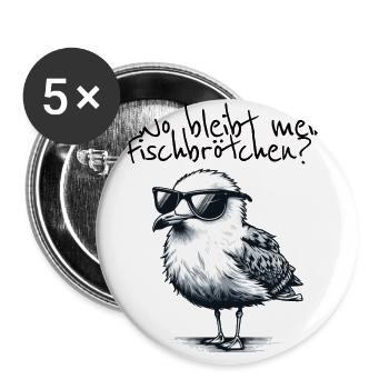 Où est mon sandwich au poisson Cool Seagull Say - Lot de 5 grands badges (56 mm) - blanc - Devant
