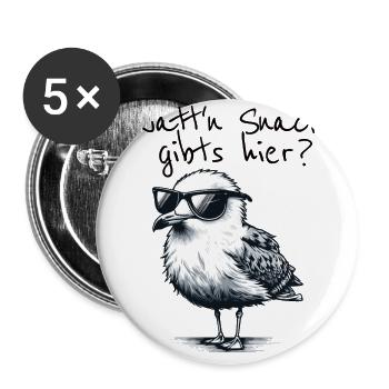 Watt’n Snack est disponible ici Cool Seagull North Sea Saying - Lot de 5 grands badges (56 mm) - blanc - Devant