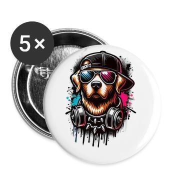 Bringen Sie Den Style Mit Unserem Cool Dog Auf Den - Buttons groß 56 mm (5er Pack) - Weiß - Vorne