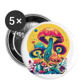 Wildpilz Und Mond Keine Zeit, Ich Suche - Buttons groß 56 mm (5er Pack) - Weiß - Vorne