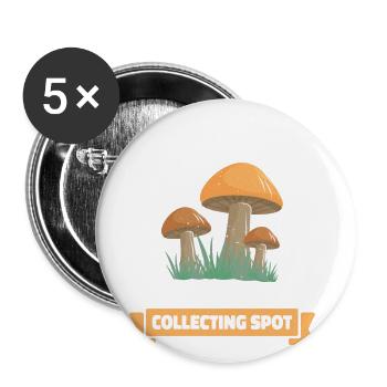 Endroits pour cueillir des champignons : aller à la - Lot de 5 grands badges (56 mm) - blanc - Devant