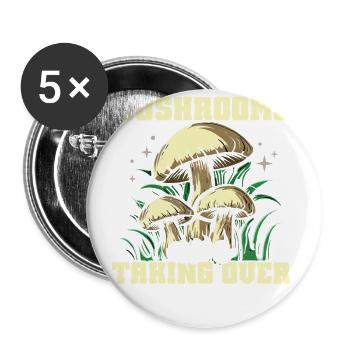 Lieux de chasse aux champignons qui conquièrent les champignons - Lot de 5 grands badges (56 mm) - blanc - Devant