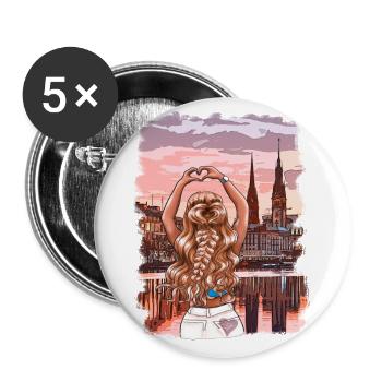 My Hamburg Woman Skyline Illustration - Buttons large 2.2''/56 mm (5-pack) - white - Front