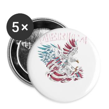 Drapeau américain Puissance américaine 4 juillet - Lot de 5 grands badges (56 mm) - blanc - Devant
