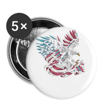 Drapeau américain Puissance américaine 4 juillet - Lot de 5 grands badges (56 mm) - blanc - Devant