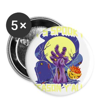 Halloween Ts Spooky Season Y'all - Buttons large 2.2''/56 mm (5-pack) - white - Front
