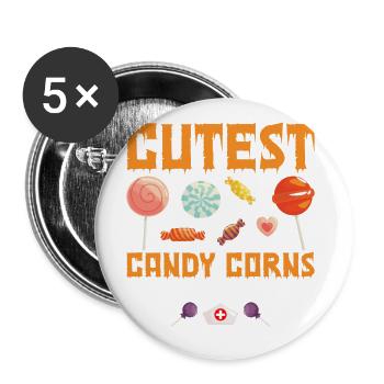 Halloween Ich Kümmere Mich Um Die Süßesten - Buttons groß 56 mm (5er Pack) - Weiß - Vorne
