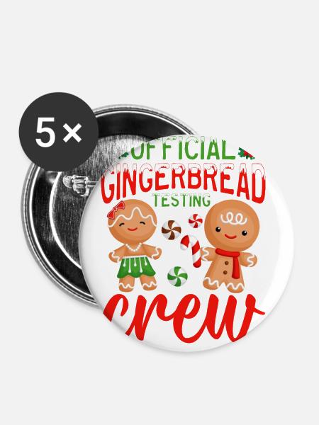 Offizielles Weihnachts-lebkuchen-testteam - Buttons groß 56 mm (5er Pack) - Weiß
