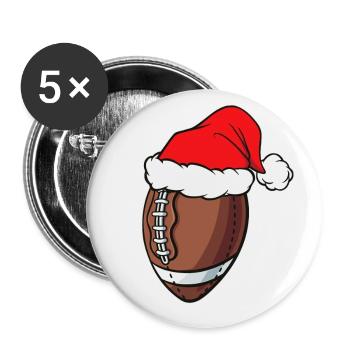 Football américain avec chapeau de Père Noël - Lot de 5 grands badges (56 mm) - blanc - Devant