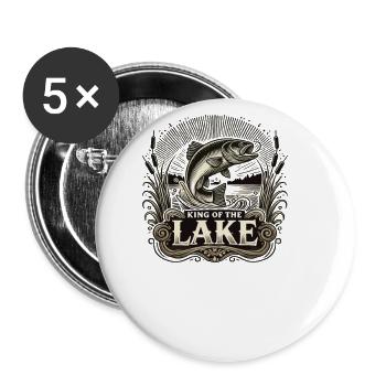 Angeln Mit Unserem King Of The Lake-design - Buttons groß 56 mm (5er Pack) - Weiß - Vorne