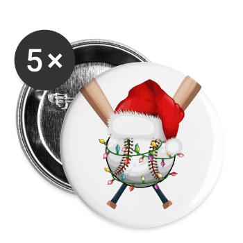 Merry Christmas snowman with baseball bat - Buttons large 2.2''/56 mm (5-pack) - white - Front