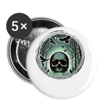 Skeleton Skull Rose Retro Rose Lover Graphic - Buttons large 2.2''/56 mm (5-pack) - white - Front