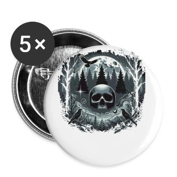 Skeleton Skull Rose Retro Rose Lover Graphic - Buttons large 2.2''/56 mm (5-pack) - white - Front