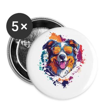 Bringen Sie Den Style Mit Unserem Cool Dog Auf Den - Buttons groß 56 mm (5er Pack) - Weiß - Vorne