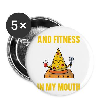 Je m’intéresse au yoga et au fitness. Yoga - Lot de 5 grands badges (56 mm) - blanc - Devant