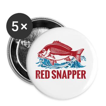 Pêche s’il vous plaît laissez mon vivaneau rouge - Lot de 5 grands badges (56 mm) - blanc - Devant